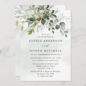 Dusty Blue Eucalyptus Grüne Engagement Partei Einladung (Vorne/Hinten)