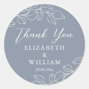 Dusty Blue Eucalyptus Hochzeiten Danke Runder Aufkleber