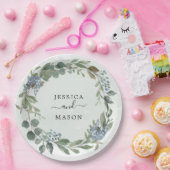 Dusty Blue Eucalyptus Polterabend Paper Plate Pappteller (Party)