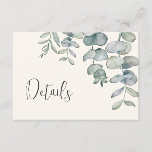 Dusty Blue Eucalyptus QR Code Wedding Details Begleitkarte (Vorderseite)