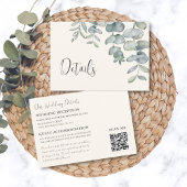Dusty Blue Eucalyptus QR Code Wedding Details Begleitkarte