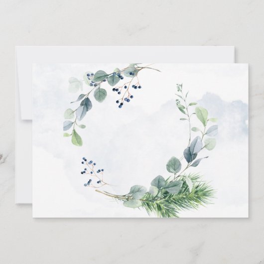 Dusty Blue Eucalyptus Rustikale Probe Abendessen Einladung (Rückseite)