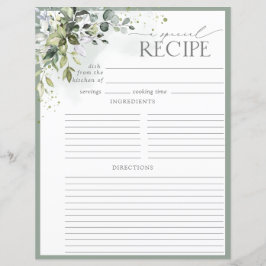 Dusty Blue Eucalyptus Shower Recipe Binder Page