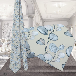 Dusty Blue Eucalyptus Sprigs Blush Sage Wedding Krawatte