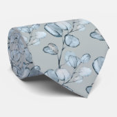 Dusty Blue Eucalyptus Sprigs Silver Sage Wedding Krawatte (Gerollt)