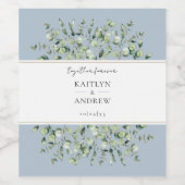 Dusty Blue Eucalyptus Together Forever Wedding Weinetikett (Einzelnes Label)