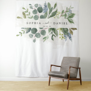 Dusty Blue Eucalyptus Wedding Foto Prop Hintergrun Wandteppich