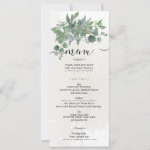 Dusty Blue Eucalyptus Wedding Menu Brautparty I Einladung (Vorderseite)