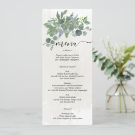 Dusty Blue Eucalyptus Wedding Menu Brautparty I Einladung