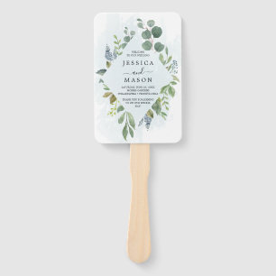 Dusty Blue Eucalyptus Wedding Program Fan Fächer