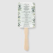 Dusty Blue Eucalyptus Wedding Program Fan Fächer (Rückseite)