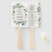 Dusty Blue Eucalyptus Wedding Program Fan Fächer (Vorne und Hinten)