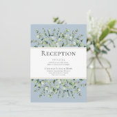 Dusty Blue Eucalyptus Wedding Reception Begleitkarte (Stehend Vorderseite)