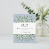 Dusty Blue Eucalyptus Wedding RSVP Karte (Stehend Vorderseite)