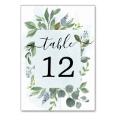 Dusty Blue Eucalyptus Wedding Tischnummern (Rückseite)