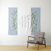 Dusty Blue Eucalyptus Wedding Together Forever Wandteppich (Beispiel (Horizontal))