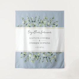 Dusty Blue Eucalyptus Wedding Together Forever Wandteppich