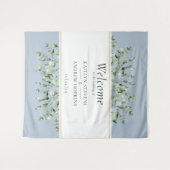 Dusty Blue Eucalyptus Wedding Willkommen Wandteppich (Vorderseite (Horizontal))