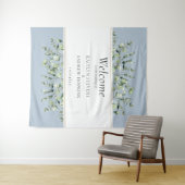 Dusty Blue Eucalyptus Wedding Willkommen Wandteppich (Beispiel (Horizontal))