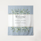 Dusty Blue Eucalyptus Wedding Willkommen Wandteppich (Vorderseite)