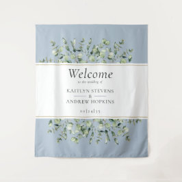 Dusty Blue Eucalyptus Wedding Willkommen Wandteppich