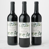 Dusty Blue Eucalyptus Wedding Wine Labels Weinetikett (Flaschen)