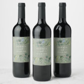 Dusty Blue Eucalyptus Wedding Wine Labels Weinetikett (Flaschen)