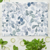 Dusty Blue Eucalyptus Weihnachtsküche Handtuch (Gefaltet)