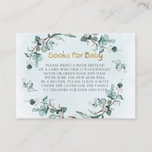 Dusty Blue Eucalyptus Wreath Boy Baby Shower Visitenkarte (Vorderseite)