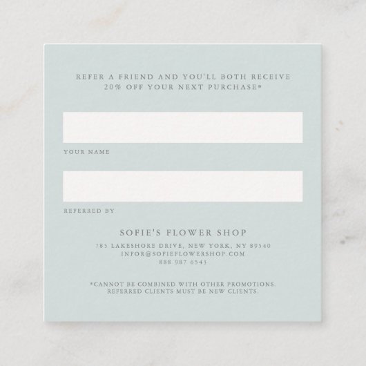 Dusty Blue Eucalyptus Wreath Teilen Sie die Liebe Empfehlungskarte (Rückseite)