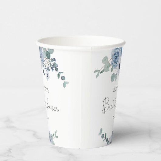 Dusty-Blue-Eukalyptus-Brautparty Pappbecher (Rechts)