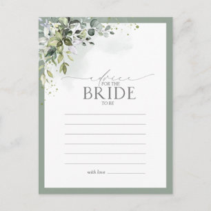 Dusty Blue Eukalyptus Floral Ratschlag an die Brau Postkarte