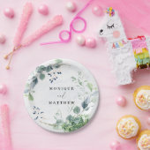 Dusty Blue Eukalyptus Greenery Rustikale Hochzeit Pappteller (Party)