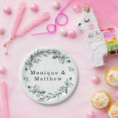 Dusty Blue Eukalyptus Greenery Rustikale Hochzeit Pappteller (Party)