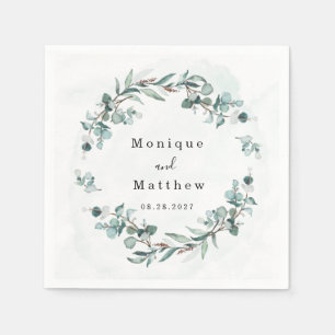 Dusty Blue Eukalyptus Greenery Rustikale Hochzeit Serviette