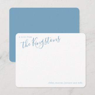 Dusty Blue Familienname Schrift Notizkarte Mitteilungskarte