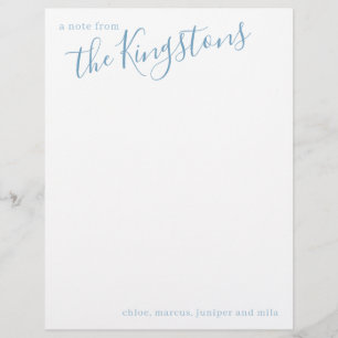 Dusty Blue Familienname Script Letterhead Briefbogen