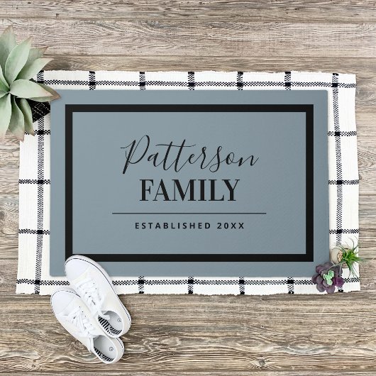 Dusty Blue Family Monogram Fußmatte