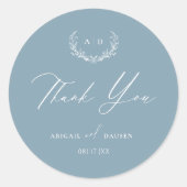 Dusty Blue Favor Sticker Wedding Danke Tag (Vorderseite)
