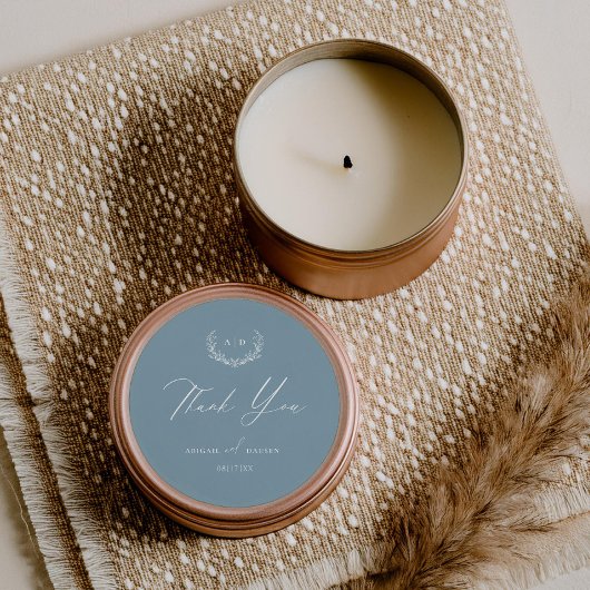 Dusty Blue Favor Sticker Wedding Danke Tag