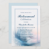 Dusty Blue Feather Retirement Celebration Einladung (Vorne/Hinten)