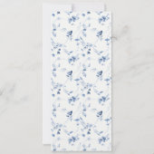 Dusty Blue Fine Art Floral Wedding Menu  Einladung (Rückseite)