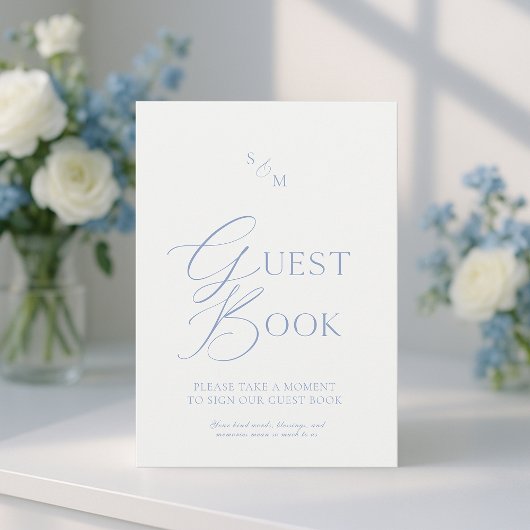 Dusty Blue Fine Art Guest Book Sign  Einladung
