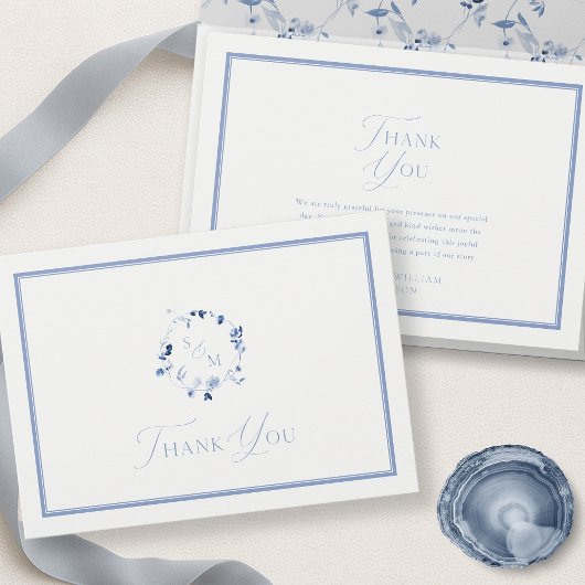 Dusty Blue Fine Art Thank You Note Dankeskarte