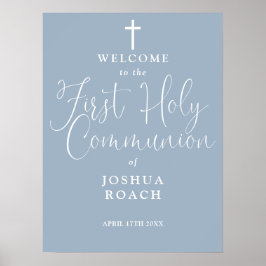 Dusty Blue First Holy Communion Willkommenszeichen Poster