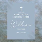 Dusty Blue First Holy Communion Willkommenszeichen Poster