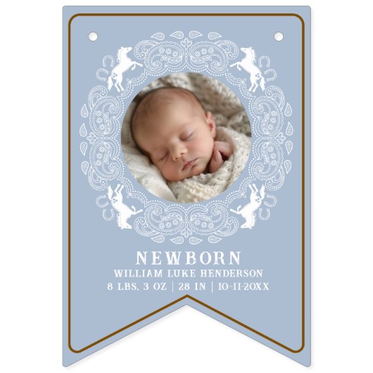 Dusty Blue First Rodeo Foto Banner - Western 1. (Zweite Fahne)