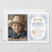 Dusty Blue First Rodeo Foto Einladung - Western (Vorderseite)