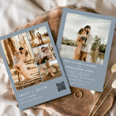 Dusty Blue Five 5 Foto QR Code Wedding Einladung