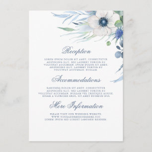 Dusty Blue Flora Wedding Details Guest Information Begleitkarte